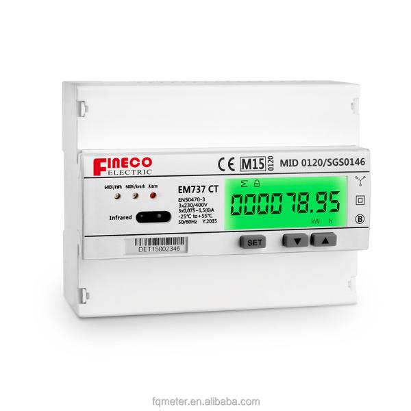 Cheap EM737 10 100 A Digital Only Display Type MID 0120/SGS0146 3 Phase Electronic Energy Meter for sale