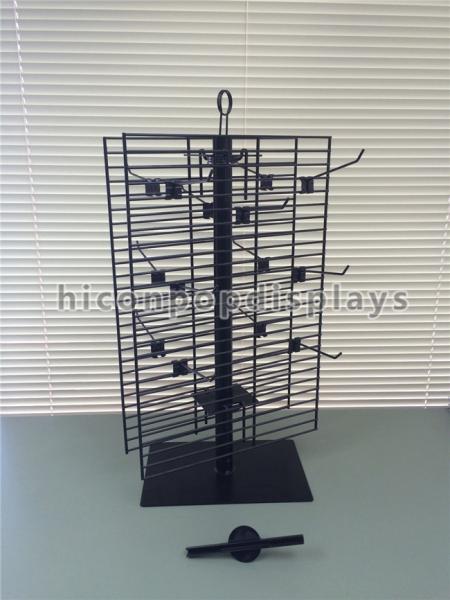 Cheap 2 Way Rotating Metal Wire Display Shelving Glove Display Stand With Metal Hooks for sale