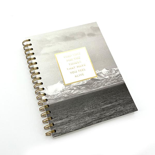 Cheap A4 Spiral Notebook Printing With Lined Pages Gold Foiled Logo for sale