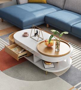 China White Marble Top Coffee Table Multifunctional Oval Marble Coffee Table on sale