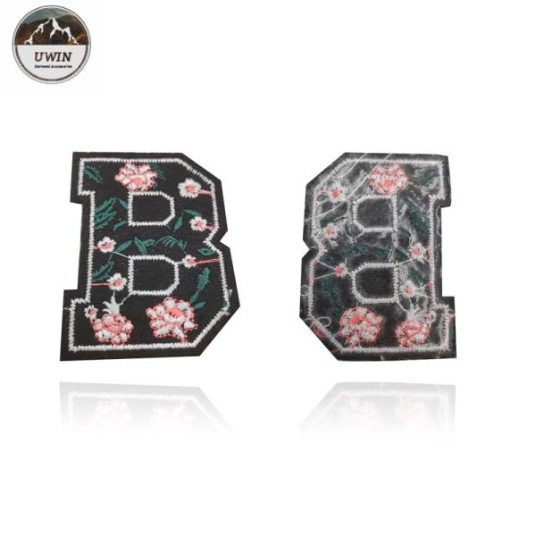 Cheap B Shape Custom Varsity Letter Patches , Retro Embroidered Patches With Iron On Backing for sale