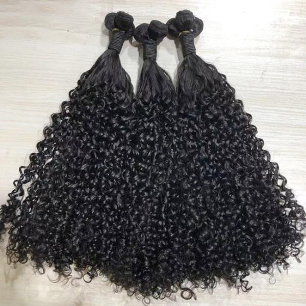 Cheap 11A Double Weft Human Hair Extensions Pixie Curly Bundles With Lace Frontal Closure for sale