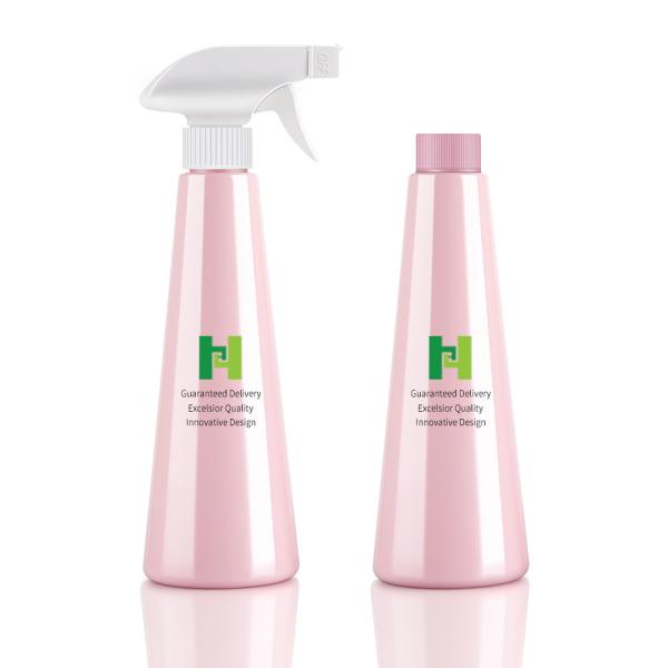 Cheap 400ML Eco Friendly Spray Bottles , Pink Empty PET Plastic Bottles With Trigger Sprayer for sale