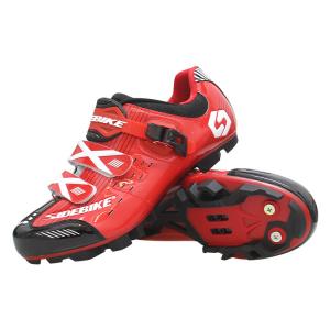 Red Mountain Bike Shoes , Reinforced Toe Cup Design Mtb Bicycle Sneakerrs
