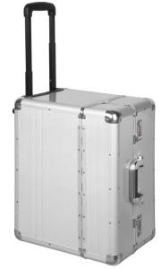 China Aluminum Hairdresser Tool Box , Barber Tool Box On Wheel With Sturdy Metal Handle on sale
