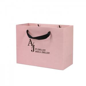 China Glossy Lamination Shoes Clothing Paper Bags 250gam Coated Pink Kraft Bags on sale