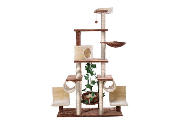 Cheap Plate / Fur Material Modern Cat Tree , Cat Scratch Tower Luxurious With Swing for sale