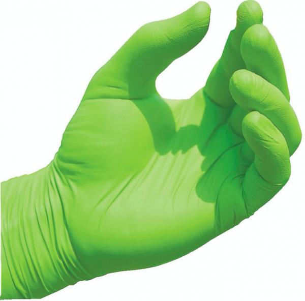 Cheap Non Sterile Nitrile Gloves , Green Nitrile Exam Gloves Chemical Resistance for sale