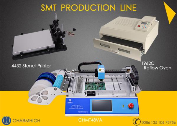 Cheap 29 Feeders CHMT48VA + Stencil Printer + Reflow Oven T962C SMT Production Line , Prototype Batch production for sale
