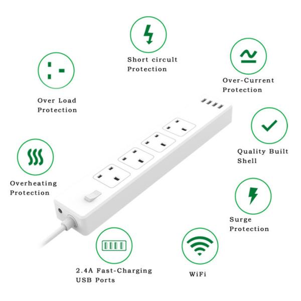 Cheap 4 USB Wifi Wireless Smart Power Strip Compatible With Amazon Alexa Google Home for sale