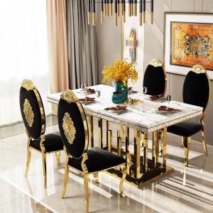 China Contemporary Marble Dining Tables With Stainless Steel Frames For Sale on sale