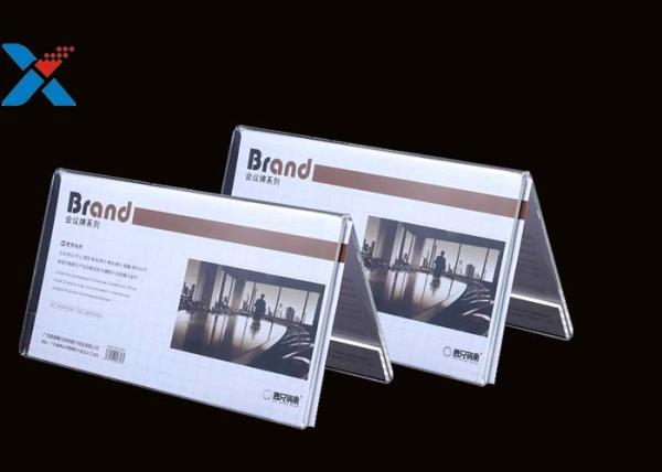 Cheap V Shape Clear Acrylic Tabletop Sign Holders , Meeting Acrylic Table Tent Holders for sale