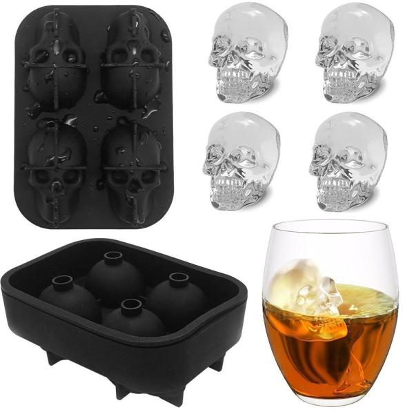 Cheap Flexible 3D Skull Silicone Ice Cube Mould For Beer for sale