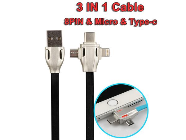 Cheap Micro/8Pin/Type C 3 In 1 Usb Data Extension Cable , Fast Charging Extending USB Cord for sale