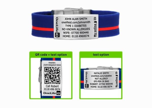 Cheap Custom your own logo dual qr code id bracelet with debossed color line for sale