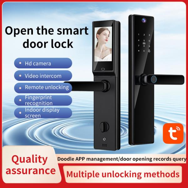 Cheap Smart Home Wifi Camera Tuya APP Intercom Viewer Smart Digital Door Lock Biometric Fingerprint for sale
