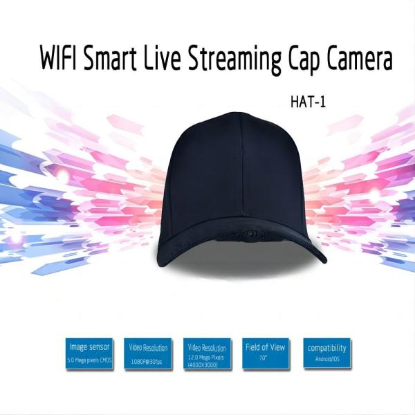 Cheap Live Streaming WiFi Camera Hat 2K Action Camera Connect With Hotspot/ Wireless Router for sale