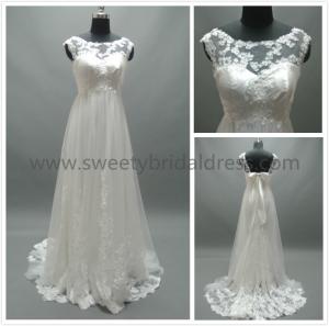 China Aline High Neck Lace Appliques Lace and Tulle Wedding Dress #LT2132 on sale