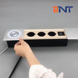 Best Intelligent built in table mounted wireless charger socket with EU power and usb wholesale