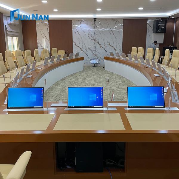 Cheap Manual Remote And Software Control JN-15.6/17.3/18.5/21.5 inch Paperless Conference System With Camera Tracking And 30 Set Capacity for sale