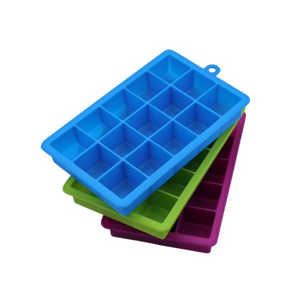 Cheap Reusable Large Square 15 Cavity Silicone Ice Cube Mold for sale
