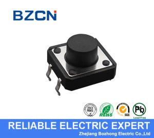 Black Round Button SMD Tactile Switch Through Hole Type For High Density Mounting