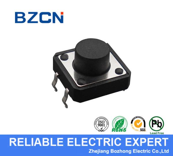 Cheap Black Round Button SMD Tactile Switch Through Hole Type For High Density Mounting for sale