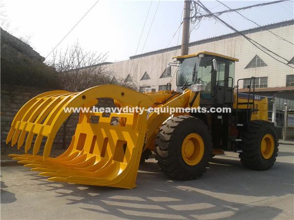 Cheap 5 Tons Loading Capacity Wheeled Front End Loader 857 Model with Grass Grapple Cummins Engine for Option for sale
