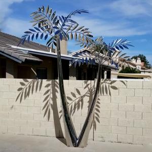 China Mirror Polished Tree Sculpture Palm Tree Stainless Steel Garden Feature on sale
