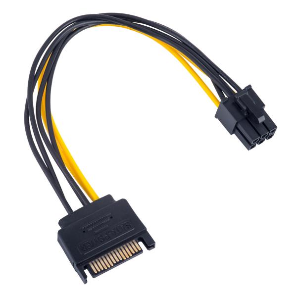 Cheap 0.15m Sata 15 Pin To 6 Pin Power Cable PCI-E Sata Converter Computer Accessories for sale