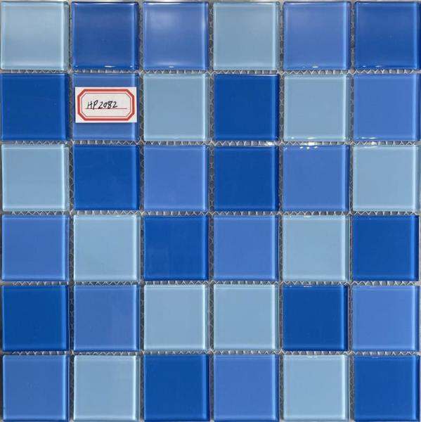 Cheap Waterproof Glass Swimming Pool Mosaic Tiles 303x303mm Mesh Mounted for sale