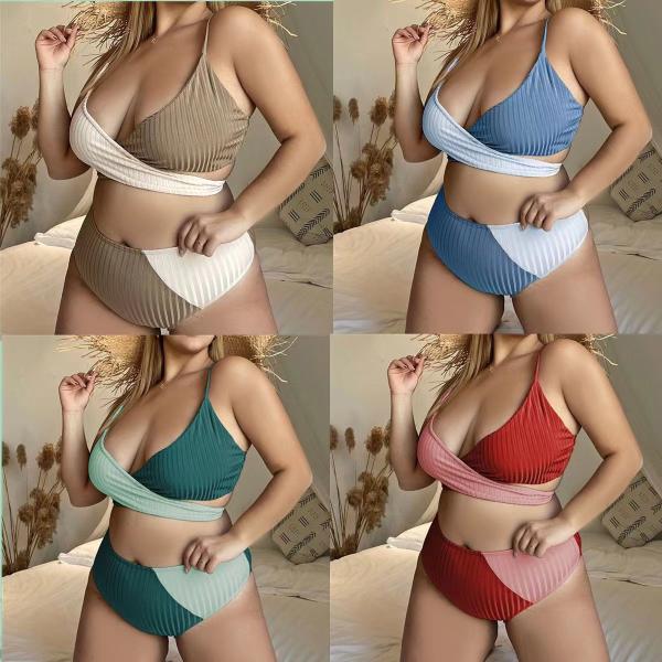 Cheap Color Matching Plus Size String Bikini Strap Plus Size Womens Bathing Suits for sale