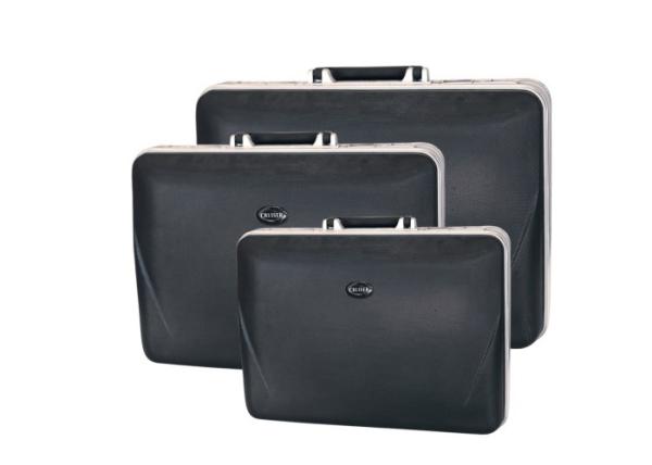 Cheap 3 Pcs ABS Black Leather Briefcase Bag With 2 Side Button Lock And 1 Middle Combination Lock for sale
