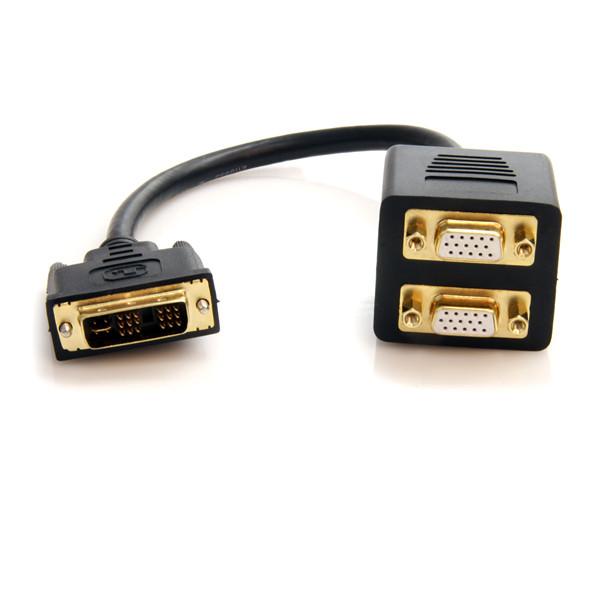 Cheap 1 ft DVI-I Analog to 2x VGA Video Splitter Cable M/F for sale