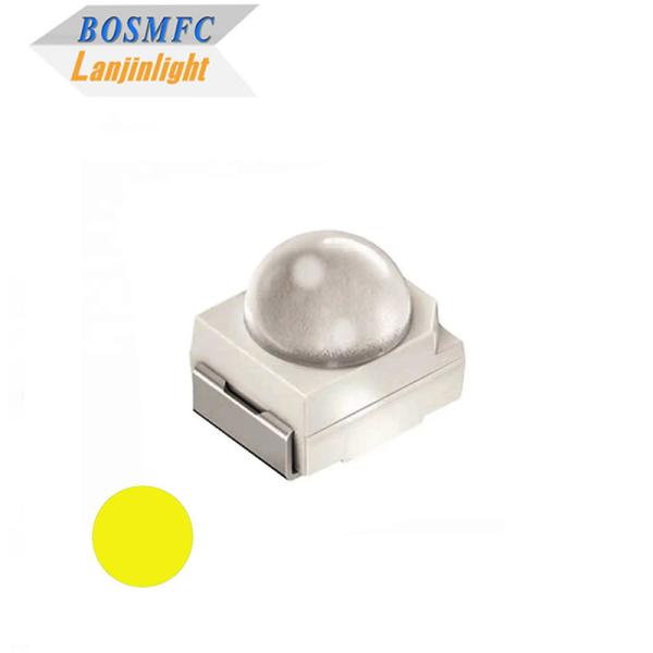 Cheap 3528 SMD LED Yellow light viewing angle 60 degrees dome lens Amber led diode light for traffic light for sale