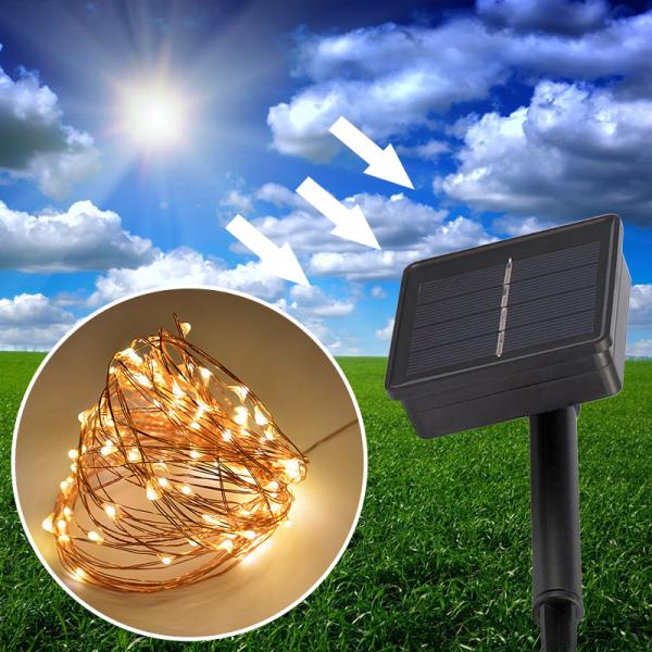 Cheap 10m 100 LED Multi-Color 2V 150 mAh Solar Panel Powered LED String Light For Outdoor Decoration for sale