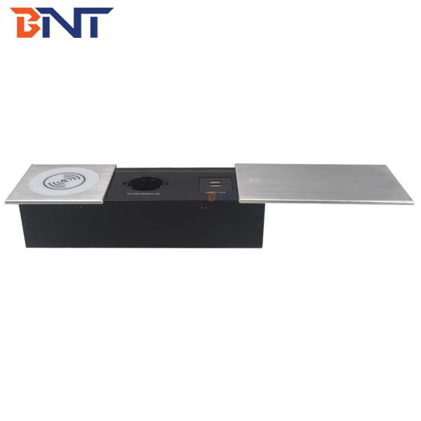 Cheap EU Power Socket Sliding Desktop Mounted Power Data Socket Sliding Open Type Hidden Desktop Socket for sale