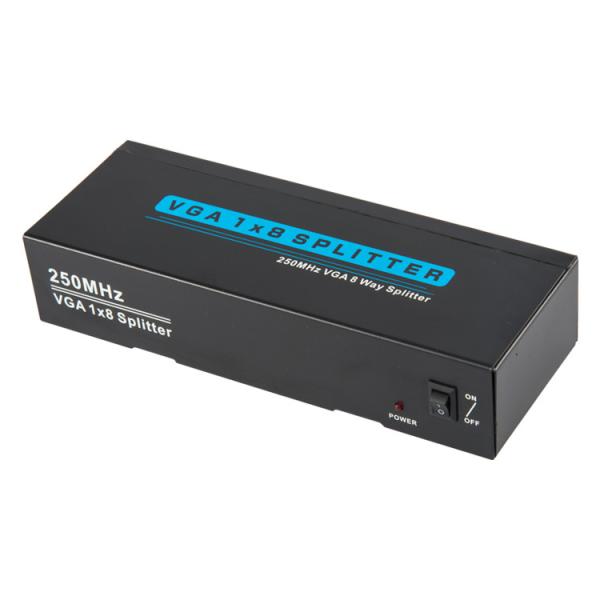 Cheap Metal Casing 250MHz VGA 1x8 VGA Signal Splitter for sale