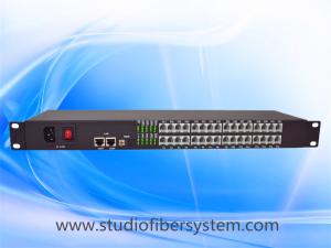 China 32 Port PCM Telephone To Fiber Optic Converter with 2Port 100M ethernet in 1U rack mount chassis on sale