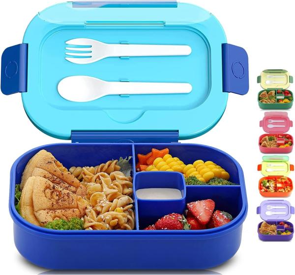 Cheap Plastic 4 Compartment Lunch Containers 1300ML Food Safe With Cutlery for sale