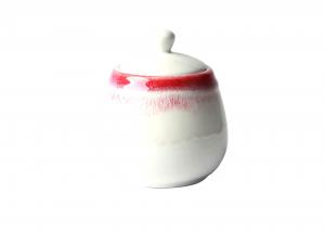 Customized Ceramic Sugar Jar , 300ml Tea Coffee Sugar Canisters For Coffee Drinking