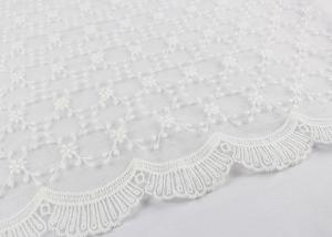 Best Beautiful Embroidered Lace Fabric Scalloped Edge Lace Fabric For Ivory Wedding Dresses wholesale