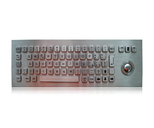 Cheap Vandal Proof Stainless Steel Mechanical Keyboard With 800 Dpi Optical Trackball Koisk Keyboard for sale
