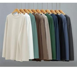 Best Custom Cotton 2023 New Fashion Casual Sports Loose Tshirt Oversized Crewneck Solid Color Spring Men′s Long-Sleeved T-Shirt wholesale