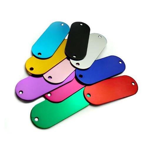 Cheap Colored Anodized Custom Engraved Dog Tags Runway Shape With Two Holes for sale