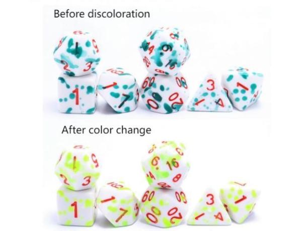 Cheap High temperature change color Graffiti Phantom color resin board game dice set dnd dice for sale