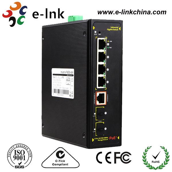 Cheap 4 Port Industrial Gigabit Ethernet POE Switch Managed Hardened 4M Buffer Memory for sale