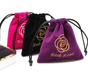 China BSCI 135mm Velvet Drawstring Pouch Custom Mini Fabric Silkscreen Printed bag on sale