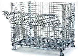 China Warehouse Stackable Logistics Rigid ODM Collapsible Wire Container Powder Coated on sale