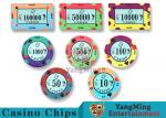 Best 40 / 43mm Diameter Ceramic Casino Chips Bright Colors With Custom Printed Design wholesale